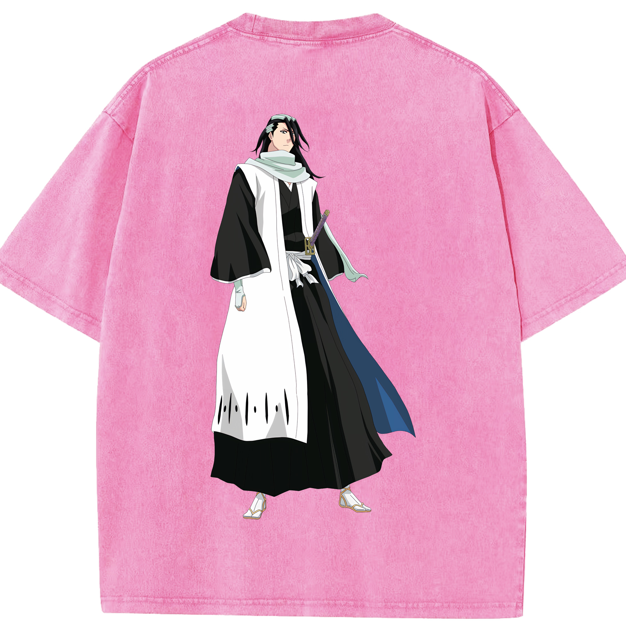 （画像用） ブリーチ くちき びゃくや BLEACH Kuchiki Byakuya 綿100% ヴィンテージ風 半袖Tシャツ（背面プリント）